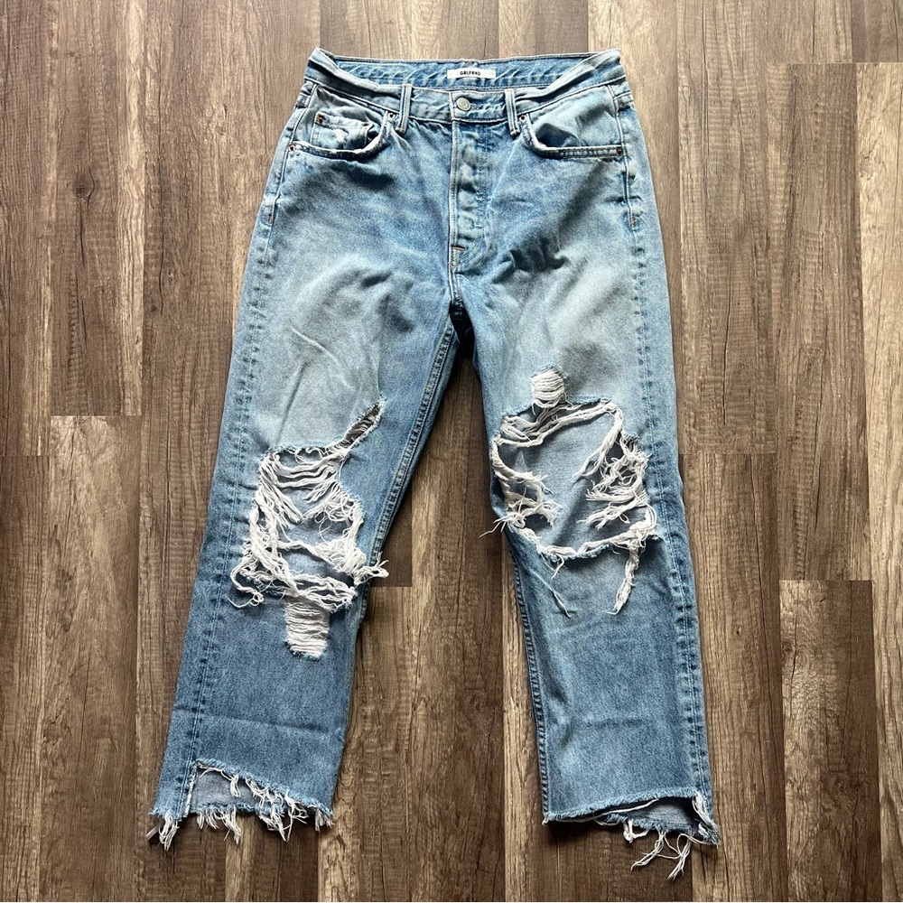 Grlfrnd Helena High Rise Cropped Jeans Button Fly Its Cold Out Size 27